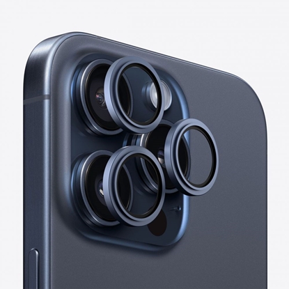 Attēls no Evelatus Apple iPhone 15 Pro / 15 Pro Max Camera Lens Protector Armor Blue Titanium