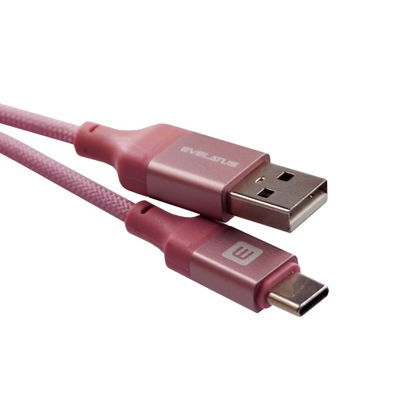 Attēls no Evelatus Cable USB A to C 2M Aluminum housing braiding Pink Pink