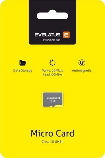 Picture of Evelatus Universal Micro Card SD 16GB 3.0 EMC01 W:20mb/s; R:60mb/s