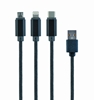 Picture of Gembird USB charging combo 3-in-1 Lightning, Type C, Micro USB Black