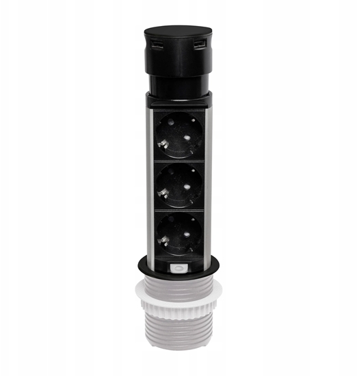 Picture of Plastrol Gniazdo meblowe do zabudowy 3 zcza wtyczkowe 2xUSB A schuko GMZ/S-5 W-72013