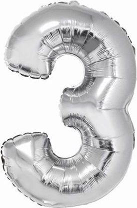 Attēls no GoDan Balon foliowy cyfra "3" srebrna 85cm (FG-C85S3)
