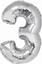 Изображение GoDan Balon foliowy cyfra "3" srebrna 85cm (FG-C85S3)