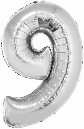 Picture of GoDan Balon foliowy cyfra "9" srebrna 85cm (FG-C85S9)