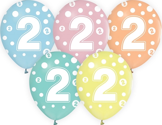 Picture of GoDan Balony z cyframi: 2, 12"/ 5 szt. Godan