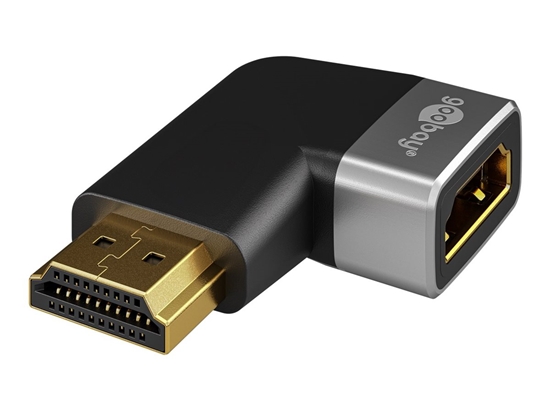 Изображение Goobay HDMI Angled Adapter 270° Horizontal, 8K @ 60 Hz, Gold-Plated, Black/Silver | 72012