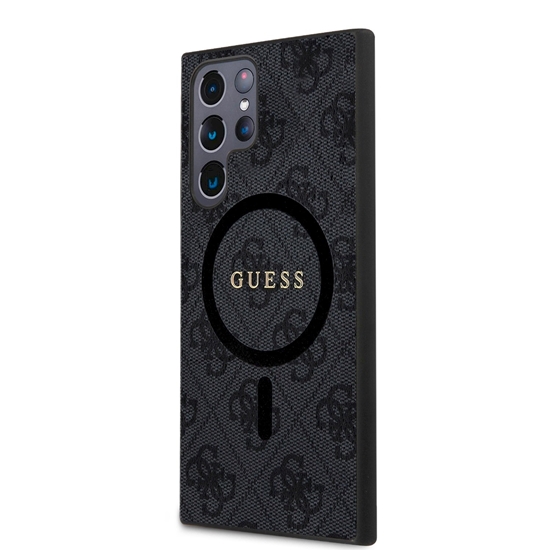 Picture of Guess 4G Colored Ring PU Leather MagSafe Case for Samsung Galaxy S24 Ultra / black