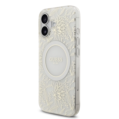 Изображение Guess IML Flowers Allover Strap MagSafe Case for iPhone 17 / White