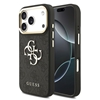 Изображение Guess PU Leather 4G Metal Logo Gold Frame Case for iPhone 17 Pro / Black