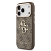 Изображение Guess PU Leather 4G Metal Logo Gold Frame Case for iPhone 17 Pro Max / Brown