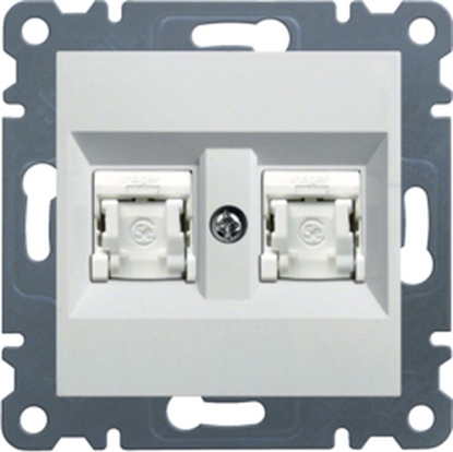 Изображение Hager LUMINA2 Gniazdo komputerowe podwójne RJ45 kat. 6 UTP biae WL2160
