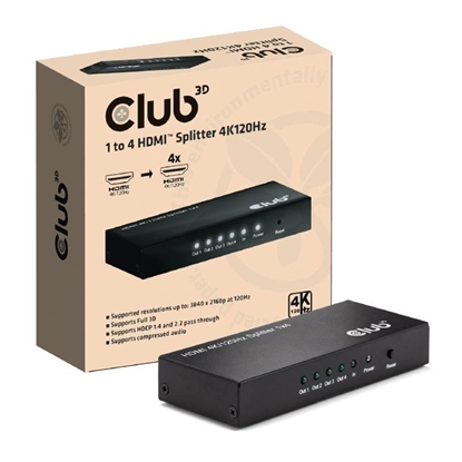 Attēls no VIDEO SPLITTER HDMI 4PORT/4K 120HZ CSV-1385 CLUB3D