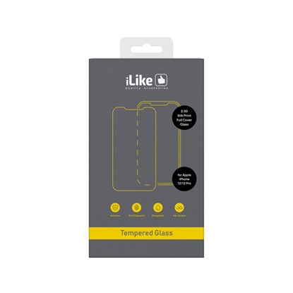 Picture of iLike Apple iPhone 12/12 Pro 2.5D Silk Print Full Cover Glass