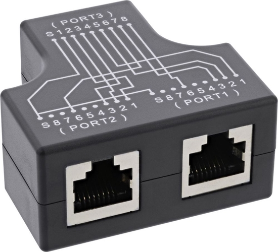 Picture of InLine Cat.5e STP T-Adapter (Port-Doppler), Gniazdo na 2x gniazdo