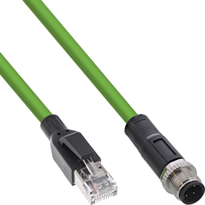 Изображение InLine Industrial network cable, M12 4-pin D-coded male plug to RJ45, PUR 20m