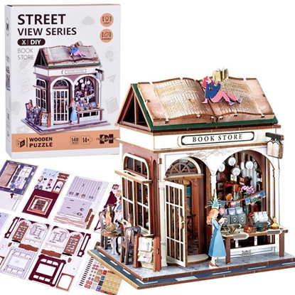 Изображение Jokomisiada Drewniane PUZZLE 3D Seria budynku Ksigarni z owietleniem 148 ele ZA6014 EDUKAMP