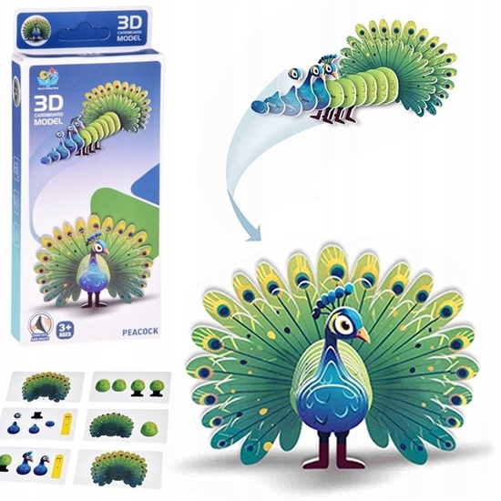 Изображение Jokomisiada Puzzle 3D kartonowy model kolorowy PAW zrób to sam DIY 18ele ZA5718