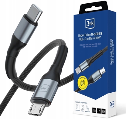 Attēls no Kabel USB 3MK Accessories - 3mk Hyper Cable N-SERIES C to Micro 1m QC 3.0 5V/2A 10W Black