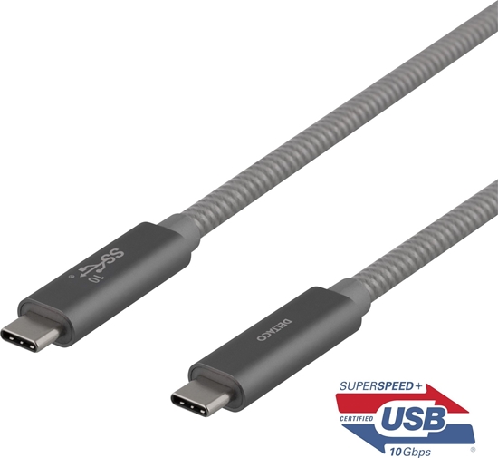 Picture of Kabel USB Deltaco USB-C kabel SuperSzybki, 1 m, spleciony, USB 3.1 Gen 2, 10 Gbps, 100W / USBC-1412M