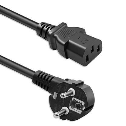Attēls no Kabel zasilający | wtyczka kątowa SCHUKO CEE 7/7 (E/F) | IEC C13 | 3x1.0mm2 | czysta miedź Cu | 1.8m 