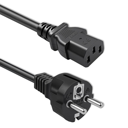 Attēls no Kabel zasilający SCHUKO CEE 7/7 (E/F) | IEC C13 | 3x1.0mm2 | Czysta miedź Cu | 1.5m 