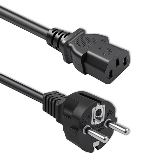 Picture of Kabel zasilający SCHUKO CEE 7/7 (E/F) | IEC C13 | 3x1.0mm2 | Czysta miedź Cu | 1.5m 