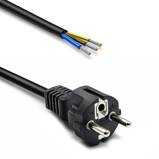 Picture of Kabel zasilający SCHUKO CEE 7/7 (E/F) | miedź Cu | odizolowany lutowany | 3x1.0mm2 | 1.8m 