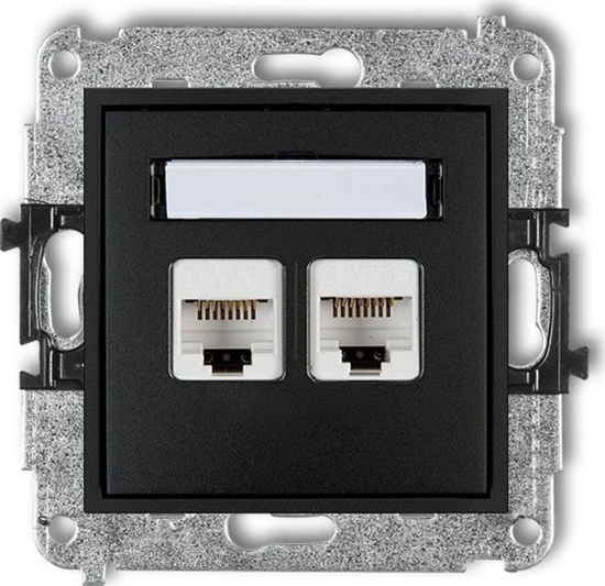 Picture of Karlik MINI Gniazdo komputerowe podwójne 2xRJ45 kat. 6 8-stykowy czarny mat 12MGK-4