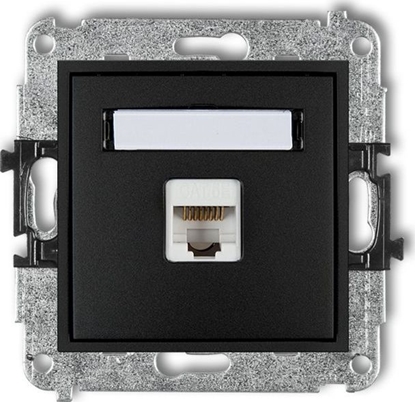 Изображение Karlik MINI Gniazdo komputerowe pojedyncze 1xRJ45 kat. 6 ekranowane 8-stykowy czarny mat 12MGK-5