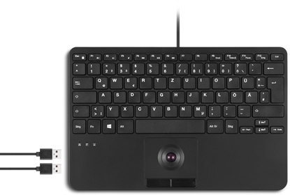 Изображение Klawiatura Perixx Perixx PERIBOARD-526 H EN, wired mini USB keyboard, trackball, USB hub