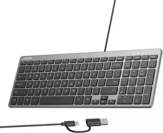 Picture of Klawiatura Unitek Unitek SlimTap Lekka klawiatura przewodowa biurowa USB-C/USB-A