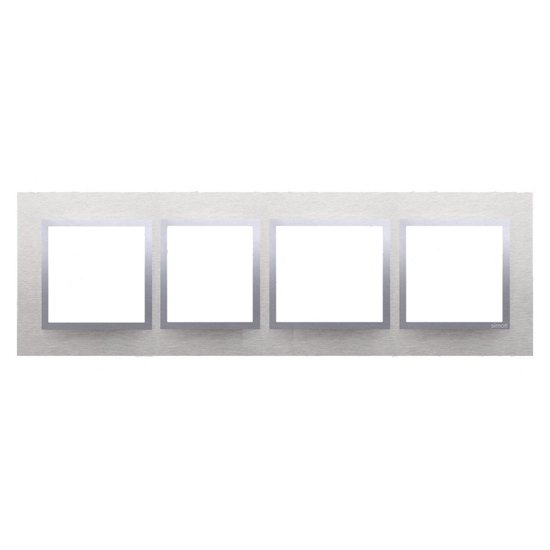 Изображение Kontakt-Simon Ramka poczwórna SIMON54 NATURE metalowa inox klasyczny - DRN4/77