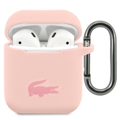 Изображение Lacoste Apple Airpods 1/2 Liquid Silicone Glossy Printing Logo Case Pink