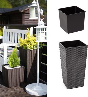 Изображение Lamela Doniczka Finezja z wkadem Rattan Grafit 30x30 H:57