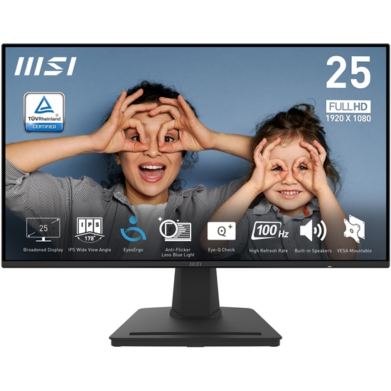 Picture of LCD Monitor|MSI|PRO MP252|24.5"|Panel IPS|1920x1080|16:9|100Hz|Matte|1 ms|Speakers|Tilt|Colour Black|PROMP252