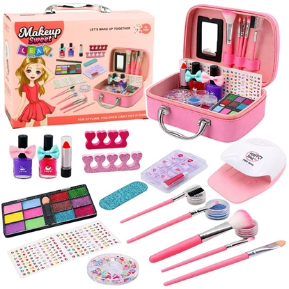 Изображение LeanToys Zestaw Piknoci Kosmetyczka Dla Dzieci Akcesoria Do Paznokci Suszarka 20el.