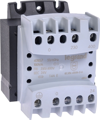 Attēls no Legrand Transformator bezpieczestwa 100VA 230 - 400 / 24V (042857)