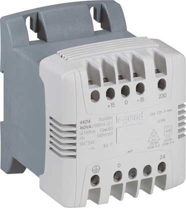 Attēls no Legrand Transformator sterowniczy bezpieczestwa 160VA 230 / 24V (044214)