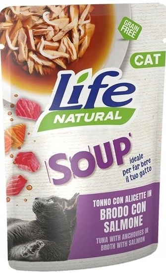 Picture of Life Pet Care LIFE CAT SOUP 60g TUNA + WHITEBAITS IN    BROTH WITH SALMON   /30