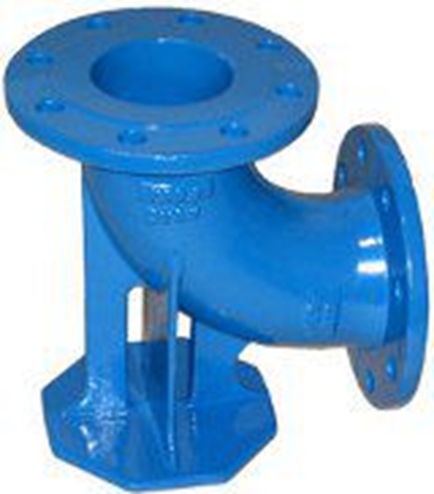 Изображение Līkums atloku ar balstu 90° Dn100 PN16, BLUCAST