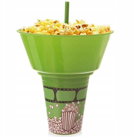 Picture of Lumarko Kubek ze somk i misk na popcorn nachosy zielony 500ml ORION 121792