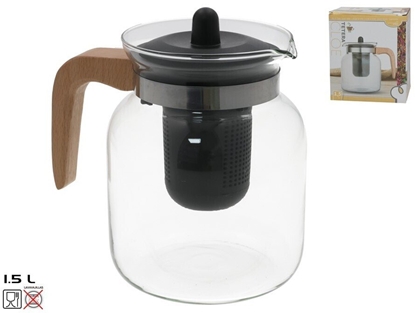 Attēls no Lumarko Szklany czajnik z drewnian rczk 1 5 l 17 5 x 17 x 12 cm KITCHEN&GO 8445393418353 (8445393418353)