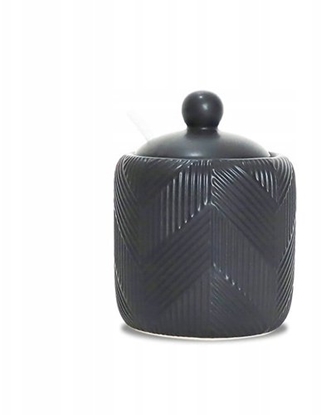 Изображение Maestro Cukiernica ceramiczna z yeczk cukierniczka pojemnik cukier Geometry Black MAESTRO MR-20003-09