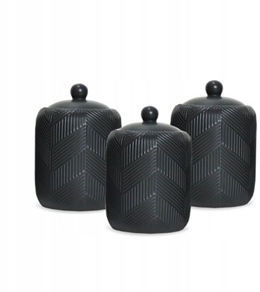 Изображение Maestro Zestaw 3 pojemników ceramicznych na kaw herbat i cukier Geometry Black MAESTRO MR-20003-03CS