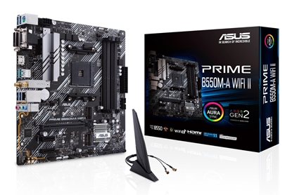 Изображение Mainboard|ASUS|AMD B550|SAM4|MicroATX|Memory DDR4|Memory slots 4|2xPCI-Express 3.0 1x|1xPCI-Express 4.0 16x|2xM.2|1x15pin D-sub|1xDVI-D|1xHDMI|2xAudio-In|1xAudio-Out|6xUSB 3.2|1xPS/2|1xRJ45|PRIMEB550M-AWIFIII