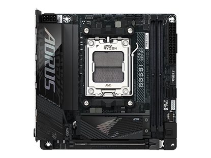 Изображение Mainboard|GIGABYTE|AMD B850|SAM5|Mini-ITX|Memory DDR5|Memory slots 2|1xPCI-Express 16x|2xM.2|1xHDMI|2xUSB 2.0|2xUSB 3.2 type B|2xUSB 3.2|1xUSB-C|1xRJ45|2xAudio port|B850IAORUSPRO