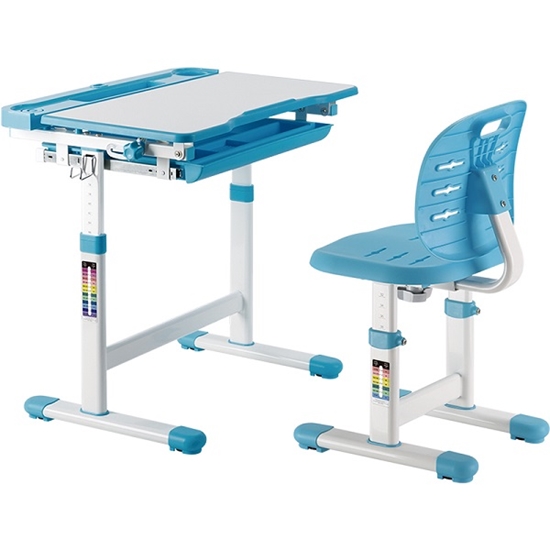 Picture of Manual-Lifting Height Adjustable Kids Desk and Full-Backrest Chair Set