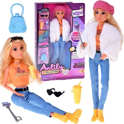 Attēls no Modna lalka influencerka Anlily zimowy outfit futerko akcesoria ZA5701 EDUKAMP