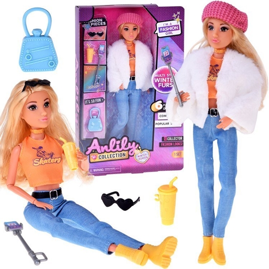 Picture of Modna lalka influencerka Anlily zimowy outfit futerko akcesoria ZA5701 EDUKAMP