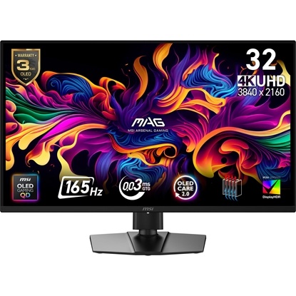 Picture of Monitor|MSI|31.5 "|3840 x 2160 pixels|4K Ultra HD|Native aspect ratio 16:9|QD-OLED|Flat|MAG322UPQD-OLEDE16